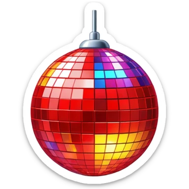 red colorful disco ball sticker