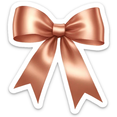 Realistic isolated rose gold shiny silk ribbon bow. sticker