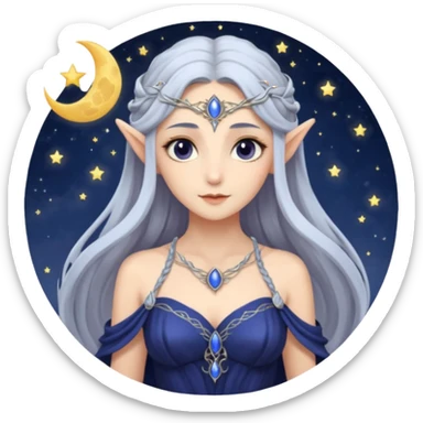 Selune elven moon twilight goddess sticker