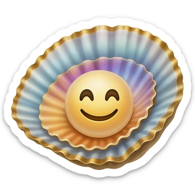 Add a smiling face to the oyster in emoji style, keep the look consistent with emoji style, no background. sticker