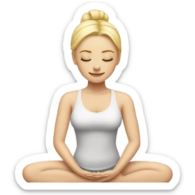 Blonde lady doing yoga with closed eyes sticker