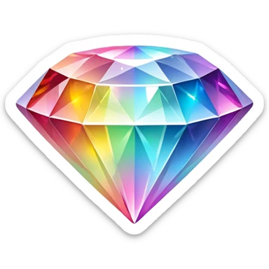 Cinematic Realistic Diamond Emoji, Brilliant and sparkling, with perfectly cut facets reflecting light in dazzling rainbows, resting upon a soft velvet background. The sharp, clean edges reflect light in every direction, creating a mesmerizing shine. Soft glowing outline, capturing the essence of timeless luxury and radiant beauty in a single, flawless diamond! sticker