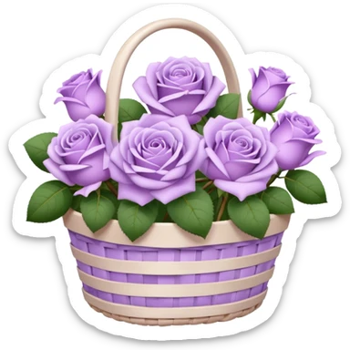 light purple roses and variant lilac flower in white basket sticker