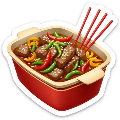Beef and pepper Chinese dish in takeout container sticker