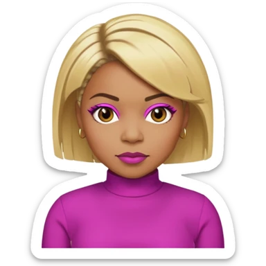 Tionne T-Boz Watkins with blonde short hair, brown eyes, magenta outfit sticker