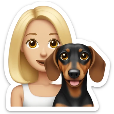 Dachshund with his slightly blonde owner sticker