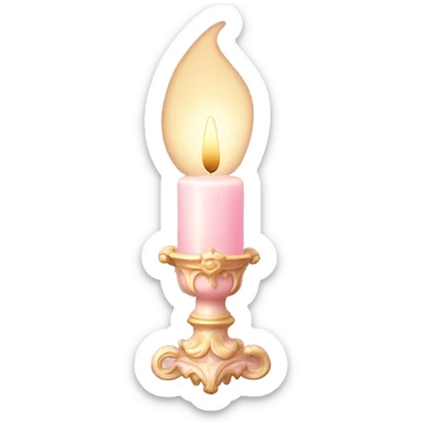 light pink candler with a faint candlelight, Rococo style sticker