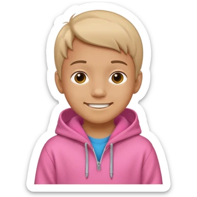 Kid Boy in pink hoodie  sticker