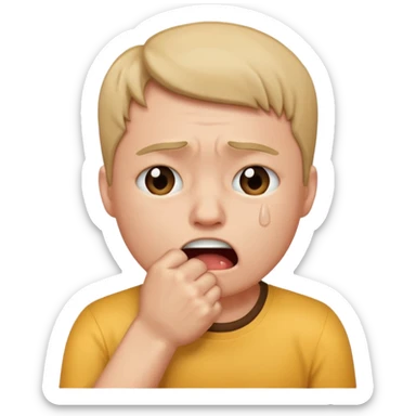 Crying emoji with fist over mouth sticker