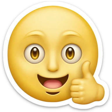 Original yellow Emoji face stressed out with one eye half open quivering out of anxiety and a singular thumbs up sticking out.  sticker