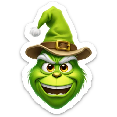 Grinch wearing a pilgrim buckle hat sticker