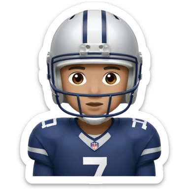 football player wearing white, silver, navy blue colors, and helmet should say 784 sticker