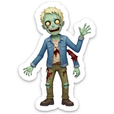 A cute, cheerful zombie is laughing at full length sticker