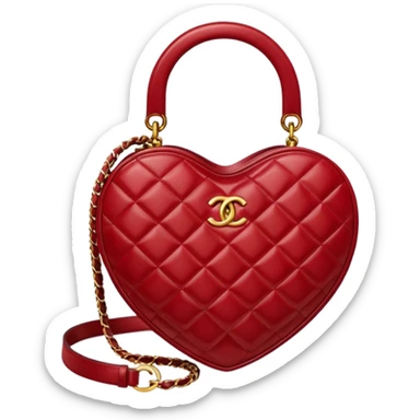 chanel heart dark red color bag sticker