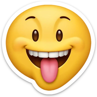 regular yellow emoji smiling but their tongue is covering their teeth  sticker