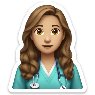 a full body medical student blue shirt 20 years old girl student tan skin, brown hair sticker