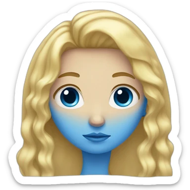 Blonde long haired girl with sad blue eyes sticker