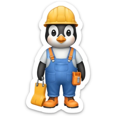 A penguin dressed as a construction worker sticker