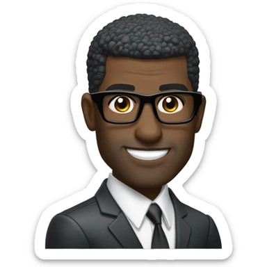 deon sanders with suit and glasses and buzz cut and small eyes over 50 small Gary beard sticker