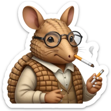 armadillo smoking cigarette whos always coding 24/7 sticker