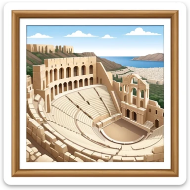 Odeon of Herodes Atticus Landmark Emoji – Depicting the ancient stone amphitheater on the Acropolis slopes. sticker