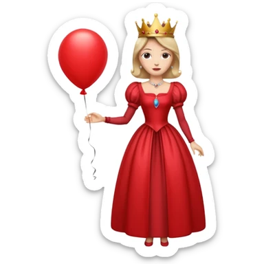 queen wearing dress, holding balloon sticker
