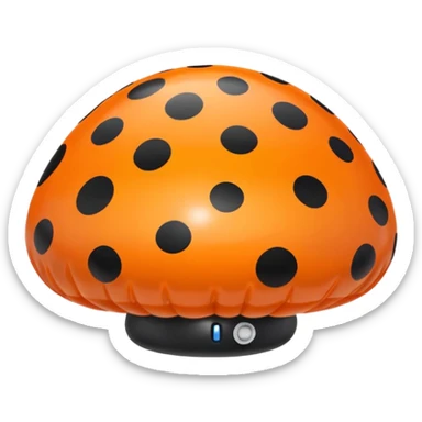  jeff koons orange and black polka dot mushroom inflatable  sticker