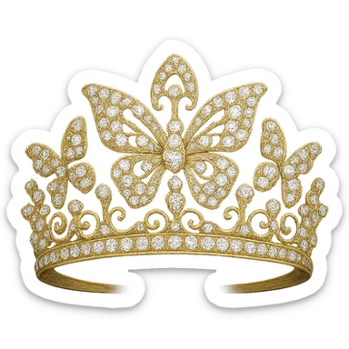 butterfly crown with a yellow base, no butterflies, only sparkling gems sticker