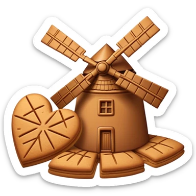 Speculaas Cinematic Realistic Speculaas Biscuit Emoji, depicted as a spiced speculaas cookie crafted in the shape of a windmill and warm, inviting lighting. sticker