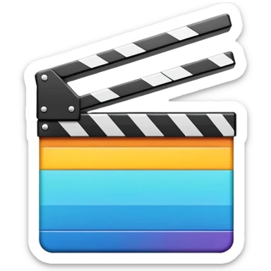 ultra simplified movie clapper in vibrant colors, two rectangles and a line, geometric minimalism sticker