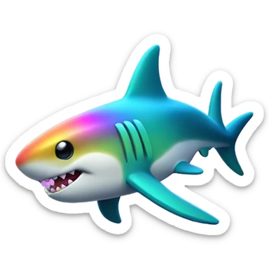 Kawaii neon hammerhead shark with rainbow horn  sticker