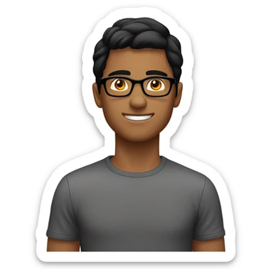 young man tanned whit black hair straight whit glasses sticker