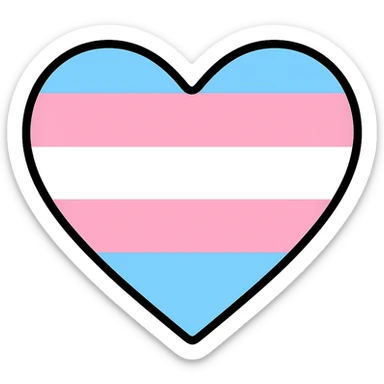 Change the flag inside the heart to the transgender pride flag, keep the color outline icon style, no background. sticker