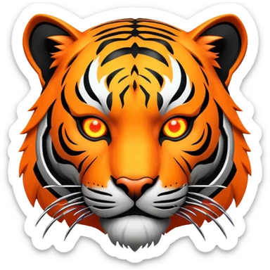 cyberpunk tiger face with neon elements and cybernetic implants for Twitch emote sticker