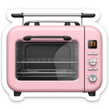 Cute emoji-style Ninja Combi countertop oven, pastel pink appliance, rounded edges, soft highlights, simple shadows, modern kitchen gadget aesthetic, kawaii but realistic, centered, white background sticker