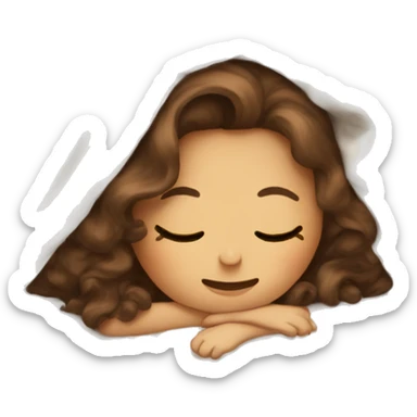 Girl with wavy brown hair sleep under the blanket sticker