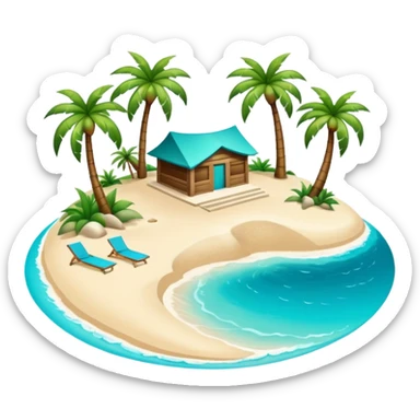 modern attractive island  with a beach and infrastructure  sticker