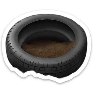 A colored tire buried in the ground sticker