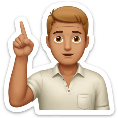 a man pointing up with one hand and holding an idiot sign while making bruh face sticker