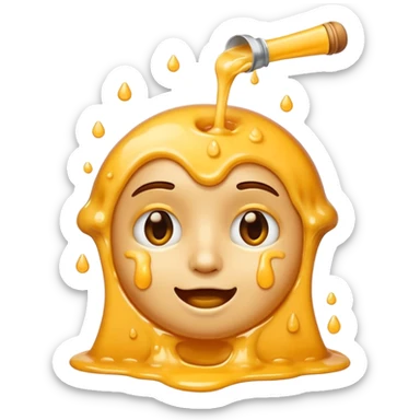 face emoji with melted cheese pouring over sticker