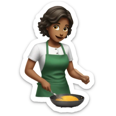 Brune girl cooking sticker