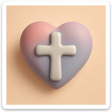 gothic heart with a silver cross, mochi style sticker