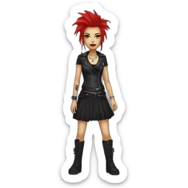 Fantasy female punk rock dress up sticker