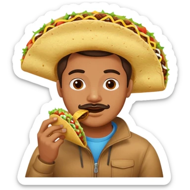 Man with no nose eating taco sticker