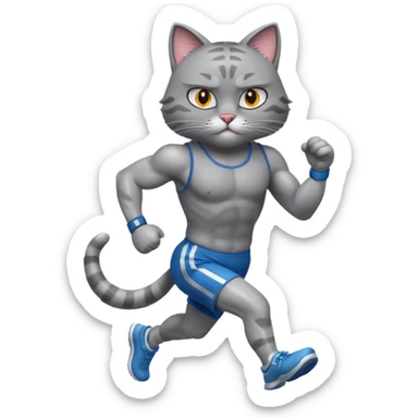 cool cat finishing a marathon sticker