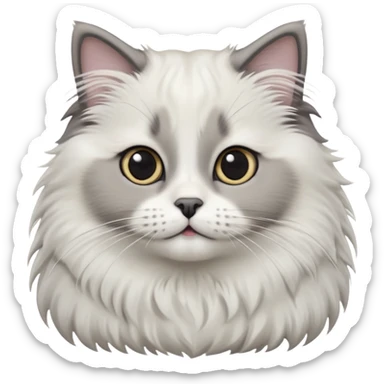 cinematic-adorable-big-eyed-fluffy-white and grey-ragdoll-cat-portrait-emoji,-head-tilted-playfully-with-a-sweet-expression,-fluffy-grey seal colour with white-fur,-simplified-yet-irresistibly-cute-features-with-large,-expression, sticker