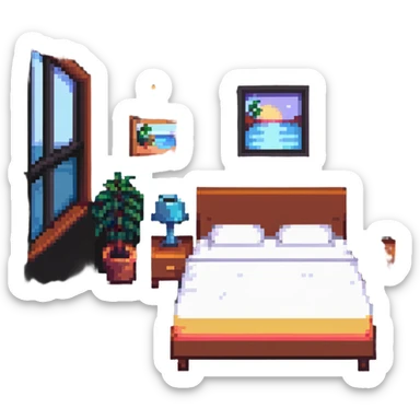 aesthetic bedroom with twinkly fairy lights and green vines growing on the walls sticker