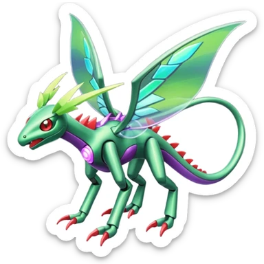 Miraidon-Genesect-Vikavolt-Vibrava-Flygon-fusion-hybrid-creature, full body sticker