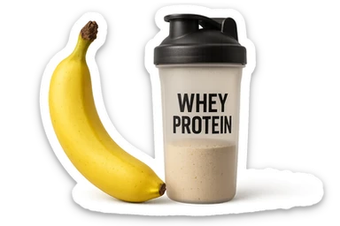 banana e shaker di whey protein
vista frontale, iperrealistico 4k sticker