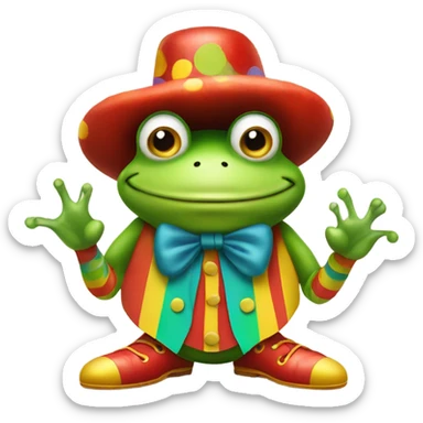 green frog dressed as a clown sticker